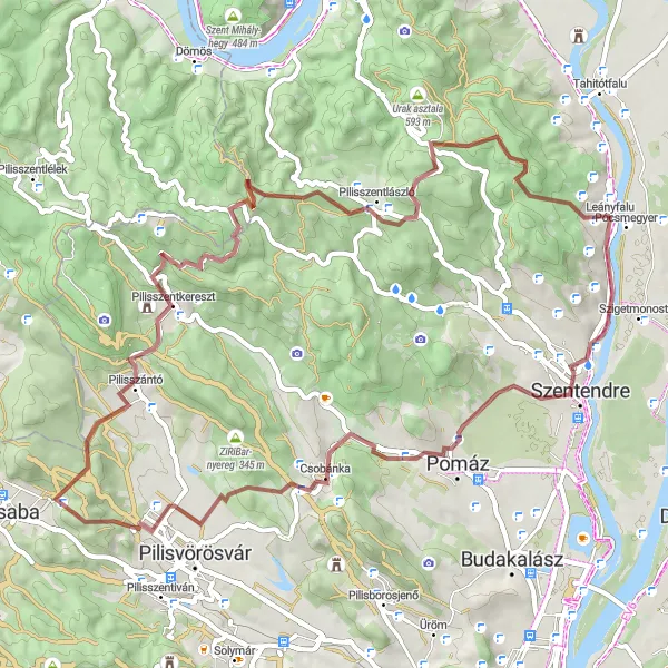 Map miniature of "Nature Escape" cycling inspiration in Pest, Hungary. Generated by Tarmacs.app cycling route planner