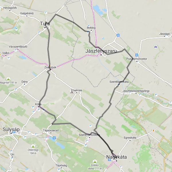 Map miniature of "The Zsámbok Loop" cycling inspiration in Pest, Hungary. Generated by Tarmacs.app cycling route planner