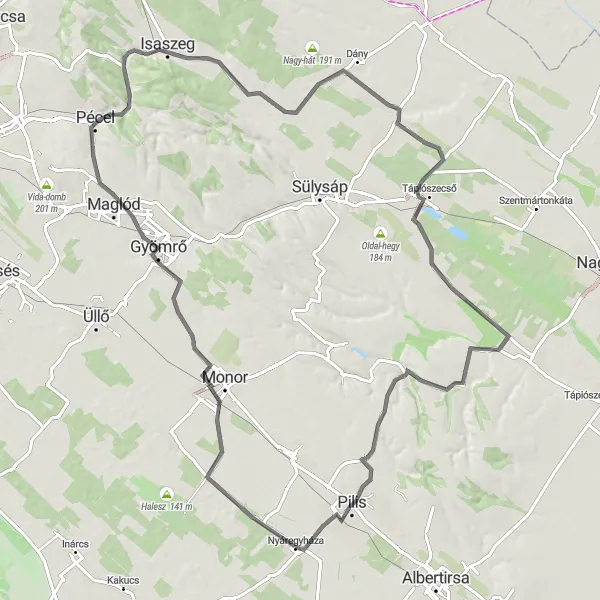 Map miniature of "The Pilis Challenge" cycling inspiration in Pest, Hungary. Generated by Tarmacs.app cycling route planner