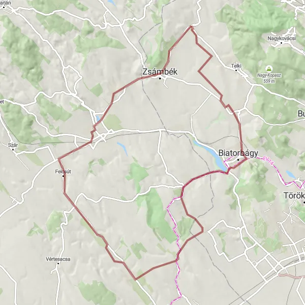 Map miniature of "Pest County Gravel Journey" cycling inspiration in Pest, Hungary. Generated by Tarmacs.app cycling route planner