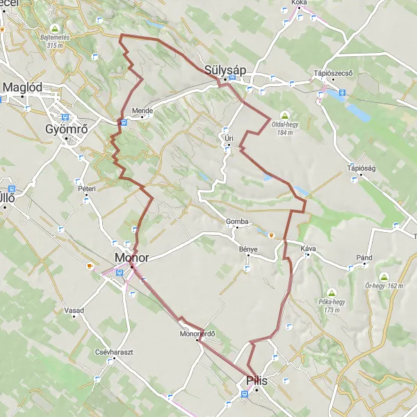 Map miniature of "Pilis - Hrabina-hegy Loop" cycling inspiration in Pest, Hungary. Generated by Tarmacs.app cycling route planner
