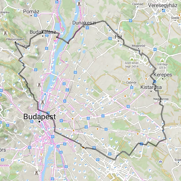 Map miniature of "Pilisborosjenő to Kő-hegy" cycling inspiration in Pest, Hungary. Generated by Tarmacs.app cycling route planner