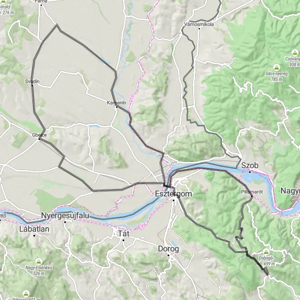 Map miniature of "The Scenic Road Tour" cycling inspiration in Pest, Hungary. Generated by Tarmacs.app cycling route planner