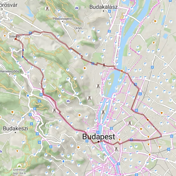 Map miniature of "The Aquincum Adventure" cycling inspiration in Pest, Hungary. Generated by Tarmacs.app cycling route planner