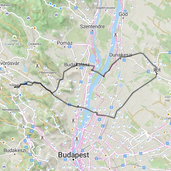 Map miniature of "Pest Highlights" cycling inspiration in Pest, Hungary. Generated by Tarmacs.app cycling route planner