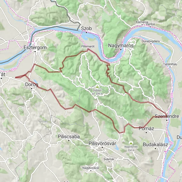 Map miniature of "Offroad Adventure to Historic Sites" cycling inspiration in Pest, Hungary. Generated by Tarmacs.app cycling route planner