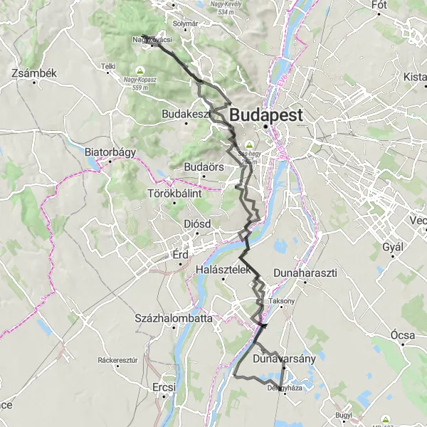 Map miniature of "Road Cycling Tour around Szigetcsép" cycling inspiration in Pest, Hungary. Generated by Tarmacs.app cycling route planner