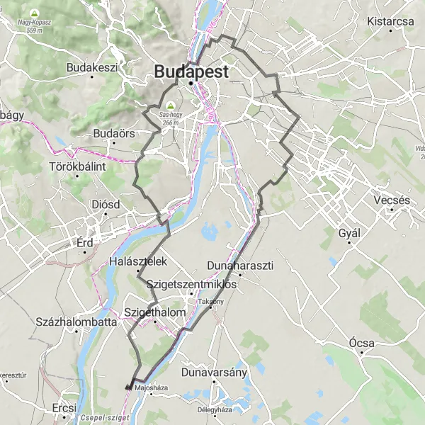 Map miniature of "Breathtaking Sights and Historic Gems" cycling inspiration in Pest, Hungary. Generated by Tarmacs.app cycling route planner