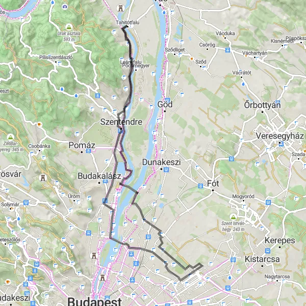 Map miniature of "Danube Island Adventure" cycling inspiration in Pest, Hungary. Generated by Tarmacs.app cycling route planner