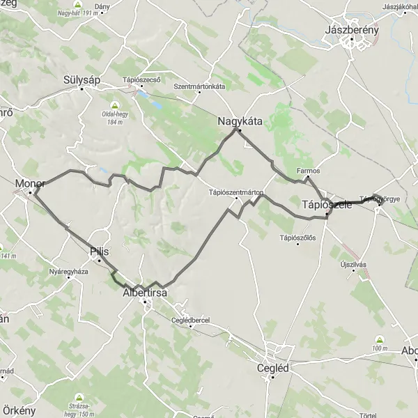 Map miniature of "The Tápiógyörgye Adventure" cycling inspiration in Pest, Hungary. Generated by Tarmacs.app cycling route planner