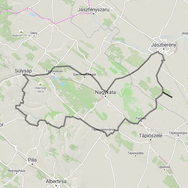 Map miniature of "Ultimate Climbing Challenge: Sülysáp to Úri" cycling inspiration in Pest, Hungary. Generated by Tarmacs.app cycling route planner