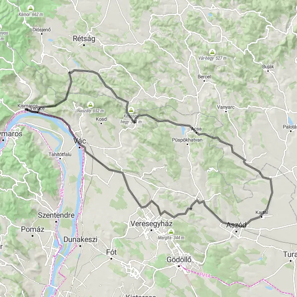 Map miniature of "A Journey Through Time" cycling inspiration in Pest, Hungary. Generated by Tarmacs.app cycling route planner
