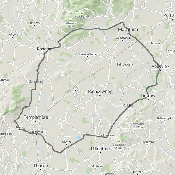 Map miniature of "The Cullahill Adventure" cycling inspiration in Eastern and Midland, Ireland. Generated by Tarmacs.app cycling route planner