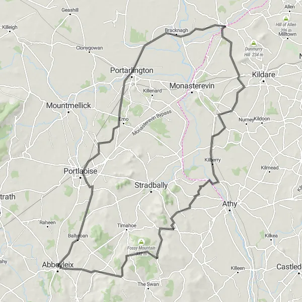 Map miniature of "Portlaoise Tour" cycling inspiration in Eastern and Midland, Ireland. Generated by Tarmacs.app cycling route planner
