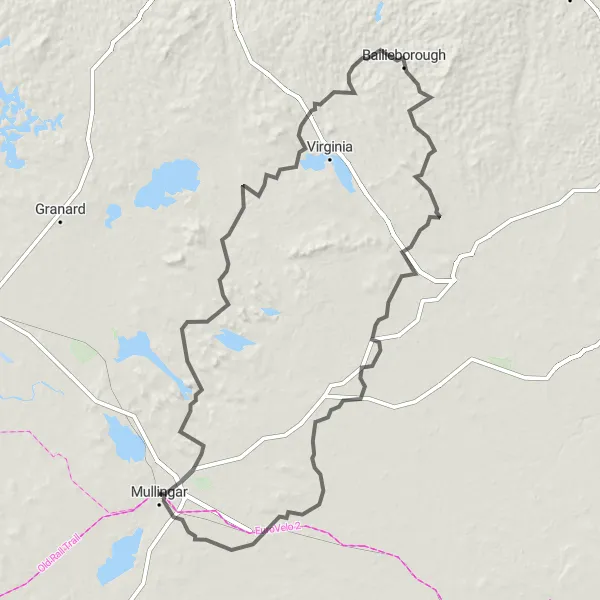 Map miniature of "Bailieborough Challenge" cycling inspiration in Eastern and Midland, Ireland. Generated by Tarmacs.app cycling route planner