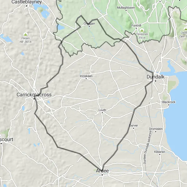 Map miniature of "Heritage and Landscape Tour" cycling inspiration in Eastern and Midland, Ireland. Generated by Tarmacs.app cycling route planner