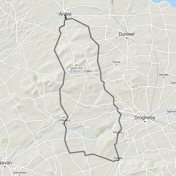 Map miniature of "Boyne Valley Exploration" cycling inspiration in Eastern and Midland, Ireland. Generated by Tarmacs.app cycling route planner