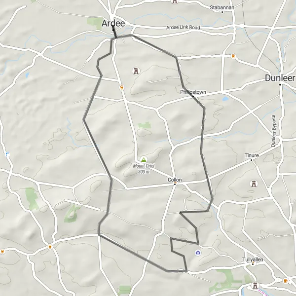 Map miniature of "Medieval Abbey and Historic Landmarks" cycling inspiration in Eastern and Midland, Ireland. Generated by Tarmacs.app cycling route planner