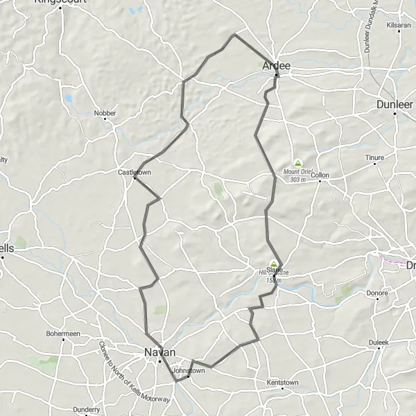 Map miniature of "Ardee Castle Loop" cycling inspiration in Eastern and Midland, Ireland. Generated by Tarmacs.app cycling route planner