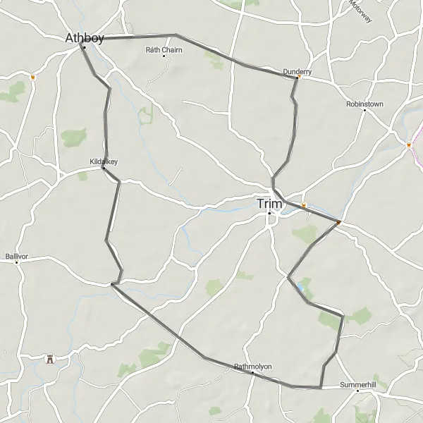 Map miniature of "Athboy Round-Trip Cycling Route 4" cycling inspiration in Eastern and Midland, Ireland. Generated by Tarmacs.app cycling route planner