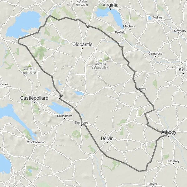 Map miniature of "Athboy Round-Trip Cycling Route 5" cycling inspiration in Eastern and Midland, Ireland. Generated by Tarmacs.app cycling route planner