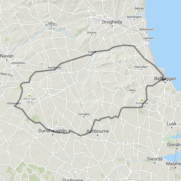 Map miniature of "Countryside Delights and Historic Gems" cycling inspiration in Eastern and Midland, Ireland. Generated by Tarmacs.app cycling route planner