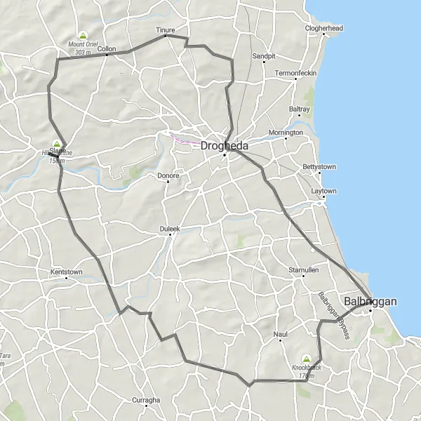 Map miniature of "Historical Landmarks and Natural Wonders" cycling inspiration in Eastern and Midland, Ireland. Generated by Tarmacs.app cycling route planner