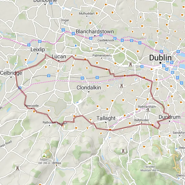 Map miniature of "Dublin Outskirts Gravel Ride" cycling inspiration in Eastern and Midland, Ireland. Generated by Tarmacs.app cycling route planner