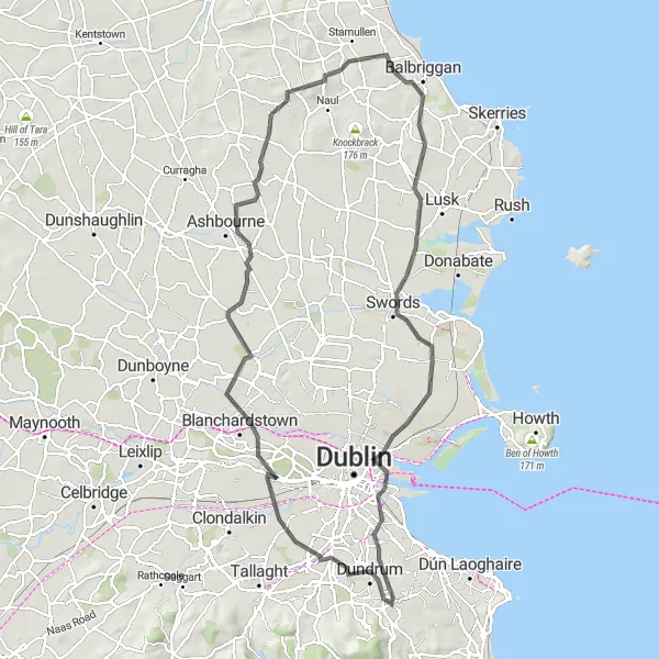 Map miniature of "Ballinteer to Clonskeagh Loop" cycling inspiration in Eastern and Midland, Ireland. Generated by Tarmacs.app cycling route planner