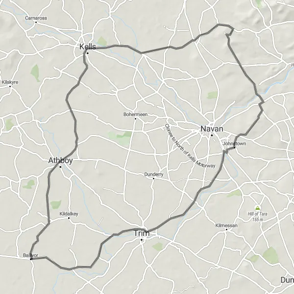 Map miniature of "Athboy Discovery" cycling inspiration in Eastern and Midland, Ireland. Generated by Tarmacs.app cycling route planner