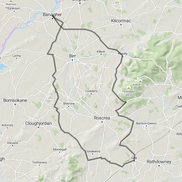 Map miniature of "The Castle Route" cycling inspiration in Eastern and Midland, Ireland. Generated by Tarmacs.app cycling route planner