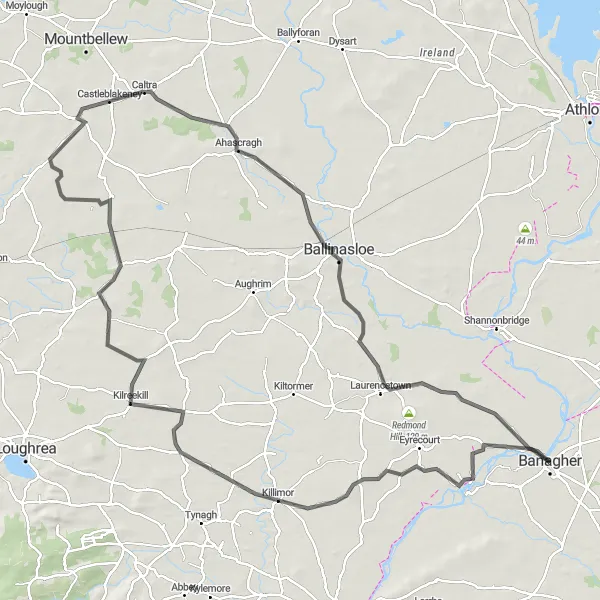 Map miniature of "The Midland Grand Tour" cycling inspiration in Eastern and Midland, Ireland. Generated by Tarmacs.app cycling route planner