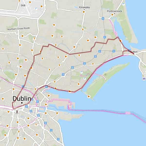 Map miniature of "Urban Gravel" cycling inspiration in Eastern and Midland, Ireland. Generated by Tarmacs.app cycling route planner