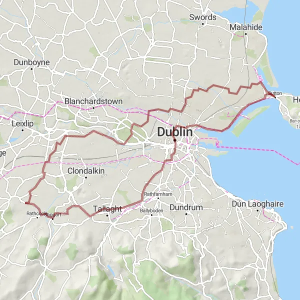 Map miniature of "Bayside to Tallaght Adventure Loop" cycling inspiration in Eastern and Midland, Ireland. Generated by Tarmacs.app cycling route planner