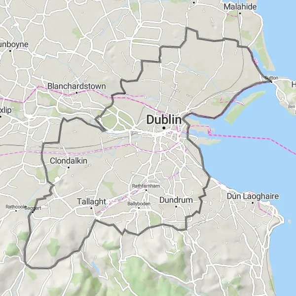 Map miniature of "Bayside to Sutton Coastal Ride" cycling inspiration in Eastern and Midland, Ireland. Generated by Tarmacs.app cycling route planner