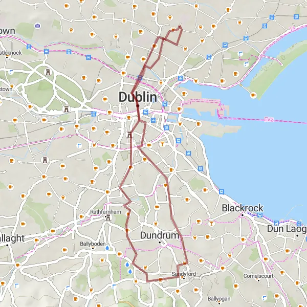 Map miniature of "Gravel Adventure through Dublin" cycling inspiration in Eastern and Midland, Ireland. Generated by Tarmacs.app cycling route planner