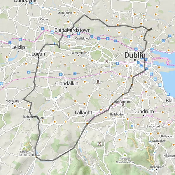 Map miniature of "Beaumont to Finglas Loop" cycling inspiration in Eastern and Midland, Ireland. Generated by Tarmacs.app cycling route planner