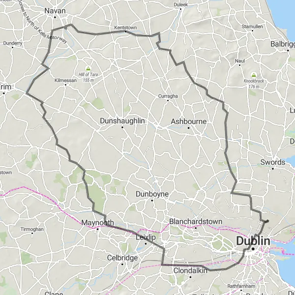 Map miniature of "Beaumont to Dublin Loop" cycling inspiration in Eastern and Midland, Ireland. Generated by Tarmacs.app cycling route planner