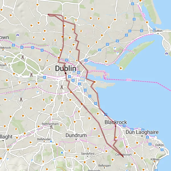 Map miniature of "Dublin Gravel Adventure" cycling inspiration in Eastern and Midland, Ireland. Generated by Tarmacs.app cycling route planner