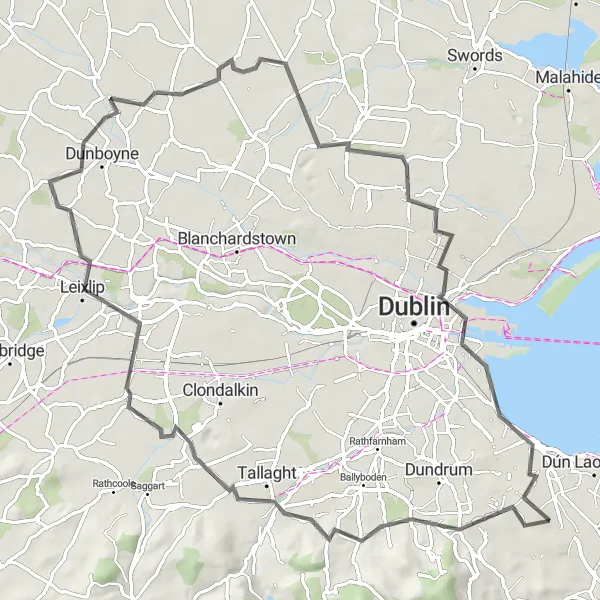 Map miniature of "The Ballinteer Loop" cycling inspiration in Eastern and Midland, Ireland. Generated by Tarmacs.app cycling route planner