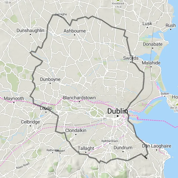 Map miniature of "The Leixlip Adventure" cycling inspiration in Eastern and Midland, Ireland. Generated by Tarmacs.app cycling route planner