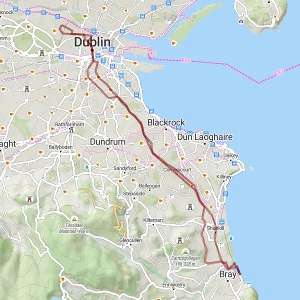 Map miniature of "Gravel Cycling Route - Dublin Adventure" cycling inspiration in Eastern and Midland, Ireland. Generated by Tarmacs.app cycling route planner
