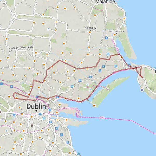 Map miniature of "Cabra to Clontarf Gravel Route" cycling inspiration in Eastern and Midland, Ireland. Generated by Tarmacs.app cycling route planner