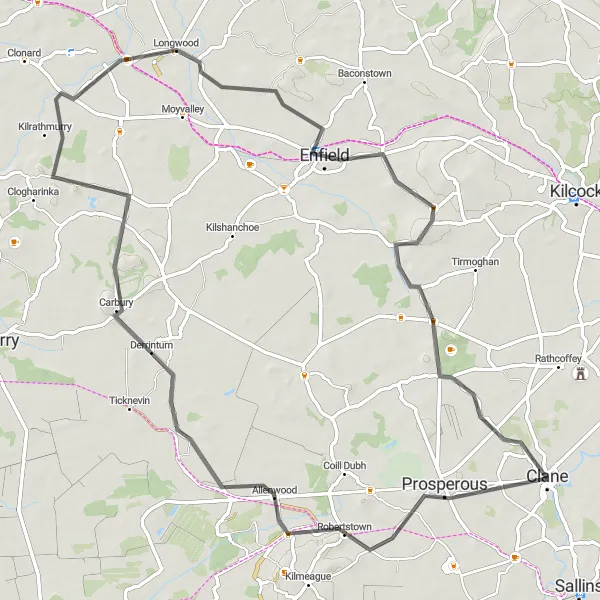 Map miniature of "The Allenwood Adventure" cycling inspiration in Eastern and Midland, Ireland. Generated by Tarmacs.app cycling route planner