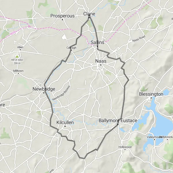 Map miniature of "The Wicklow Explorer" cycling inspiration in Eastern and Midland, Ireland. Generated by Tarmacs.app cycling route planner