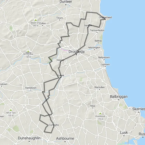Map miniature of "Boyne Valley Adventure" cycling inspiration in Eastern and Midland, Ireland. Generated by Tarmacs.app cycling route planner
