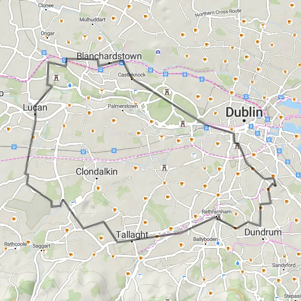 Map miniature of "The Tallaght Loop" cycling inspiration in Eastern and Midland, Ireland. Generated by Tarmacs.app cycling route planner