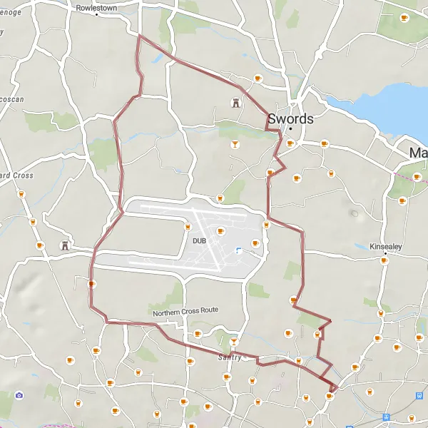 Map miniature of "Santry to Coolock" cycling inspiration in Eastern and Midland, Ireland. Generated by Tarmacs.app cycling route planner