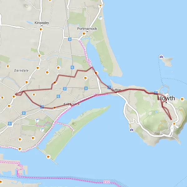 Map miniature of "The Howth Adventure" cycling inspiration in Eastern and Midland, Ireland. Generated by Tarmacs.app cycling route planner