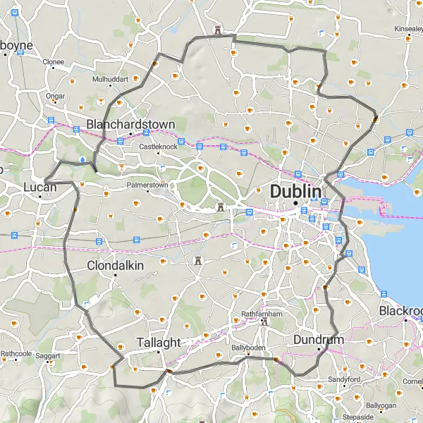 Map miniature of "Dublin Hill Trails" cycling inspiration in Eastern and Midland, Ireland. Generated by Tarmacs.app cycling route planner